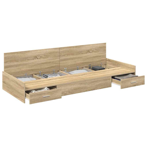 Storage Bed Frame with Drawer Sonoma Oak 90 x 200 cm Engineered wood