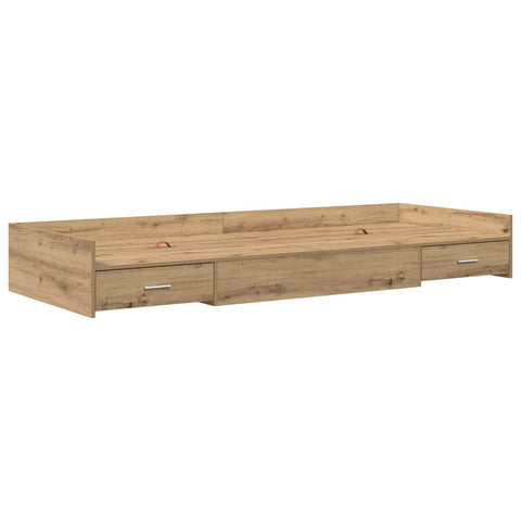 Storage Bed Frame with Drawer Artisan Oak 90 x 200 cm Engineered wood