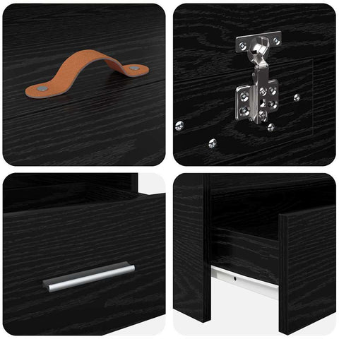 Storage Bed Frame with Drawer Black Oak 80 x 200 cm Engineered wood