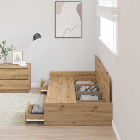 Storage Bed Frame with Drawer Artisan Oak 80 x 200 cm Engineered wood