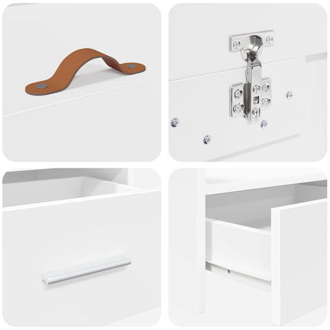 Storage Bed Frame with Headboard White 75 x 190 cm Engineered wood