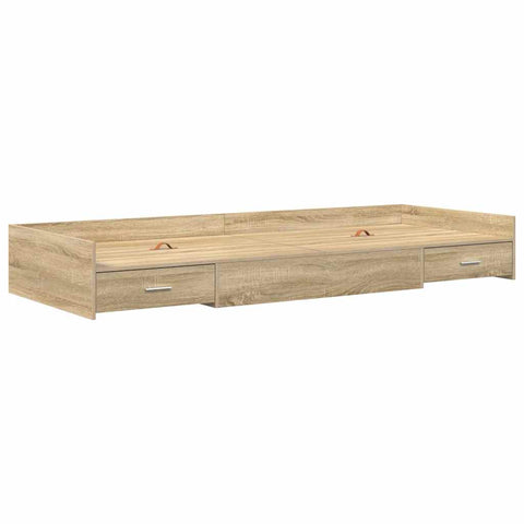 Storage Bed Frame with Drawer Sonoma Oak 75 x 190 cm Engineered wood
