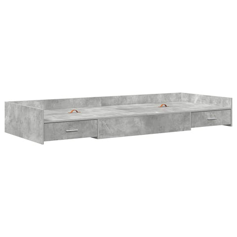 Storage Bed Frame Concrete Grey 75 x 190 cm Engineered wood