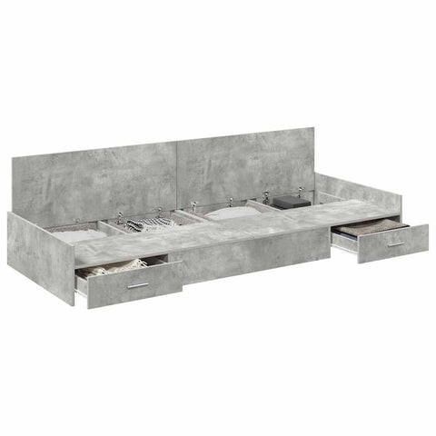 Storage Bed Frame Concrete Grey 75 x 190 cm Engineered wood