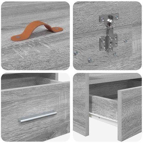 Storage Bed Frame with Drawer Grey Sonoma 75 x 190 cm Engineered wood