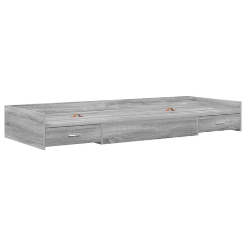 Storage Bed Frame with Drawer Grey Sonoma 75 x 190 cm Engineered wood