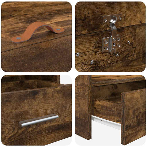 Storage Bed Frame with Headboard Old Wood 75 x 190 cm Engineered wood