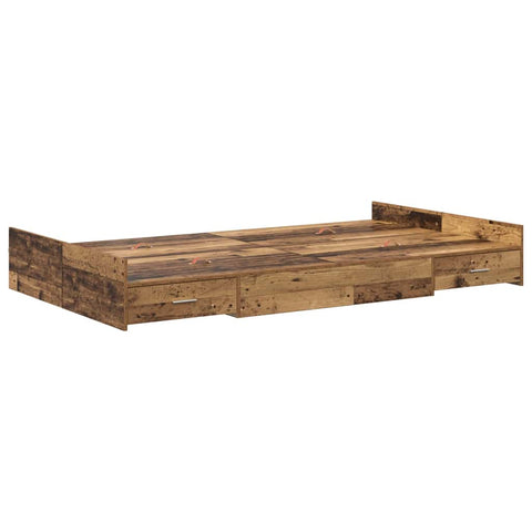 vidaXL Storage Bed Frame with Drawer with Headboard with Storage Old wood 120 x 200 cm Wood