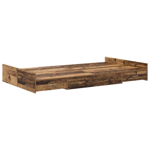 vidaXL Storage Bed Frame with Drawer with Headboard with Storage Old wood 120 x 200 cm Wood
