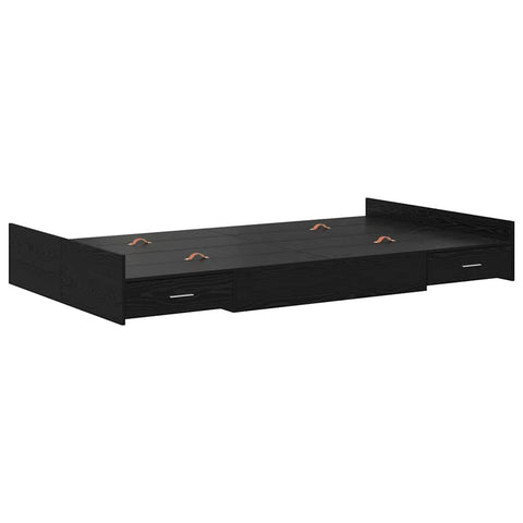 vidaXL Storage Bed Frame with Drawer Black oak 120 x 190 cm Melamine