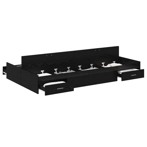 vidaXL Storage Bed Frame with Drawer Black oak 120 x 190 cm Melamine