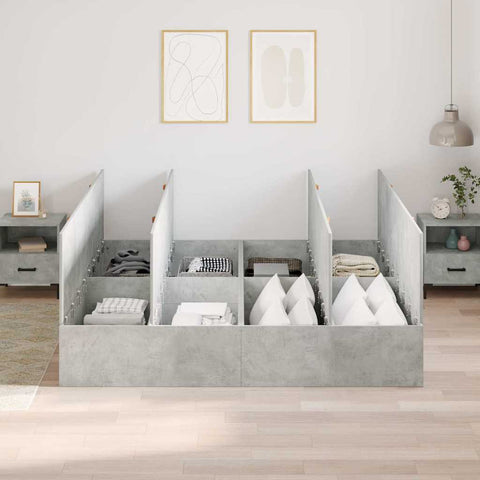 vidaXL Storage Bed Frame Concrete Grey 200 x 200 cm Engineered Wood