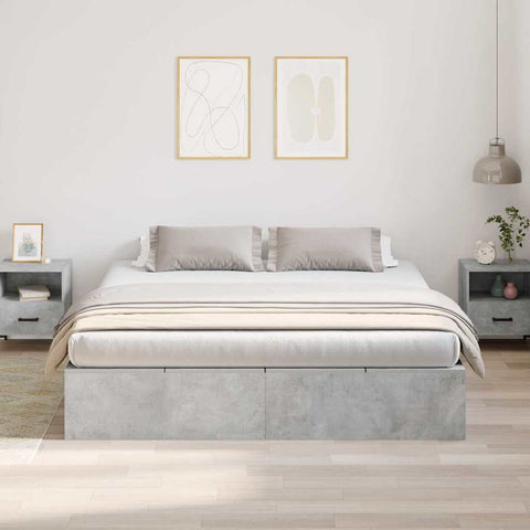 vidaXL Storage Bed Frame Concrete Grey 200 x 200 cm Engineered Wood