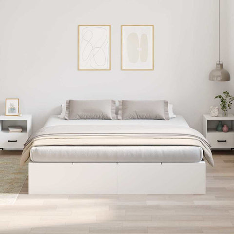 vidaXL Storage Bed Frame with Storage White 180 x 200 cm Wood