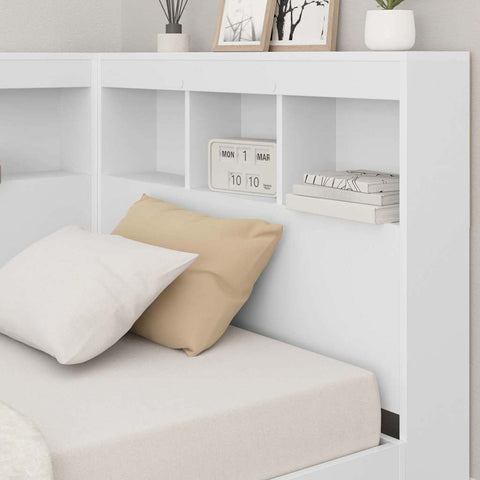vidaXL Storage Headboard with Shelf White 100 cm Engineered Wood