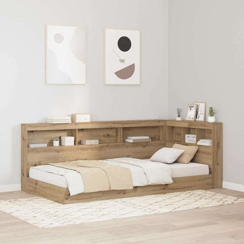 vidaXL Storage Headboard with Shelf Artisan Oak 100 cm Engineered Wood
