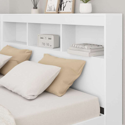 vidaXL Storage Headboard with Shelf White 140 cm Engineered Wood