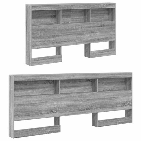 vidaXL Storage Headboard with Shelf Grey Sonoma 140 cm Engineered Wood