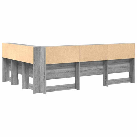vidaXL Storage Headboard with Shelf Grey Sonoma 140 cm Engineered Wood