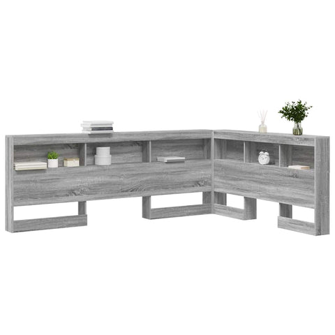 vidaXL Storage Headboard with Shelf Grey Sonoma 140 cm Engineered Wood