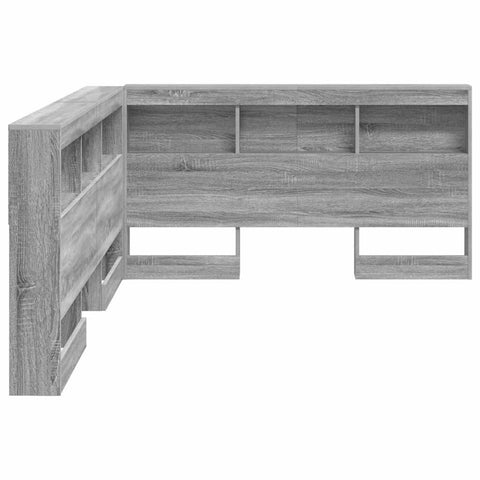vidaXL Storage Headboard with Shelf Grey Sonoma 140 cm Engineered Wood