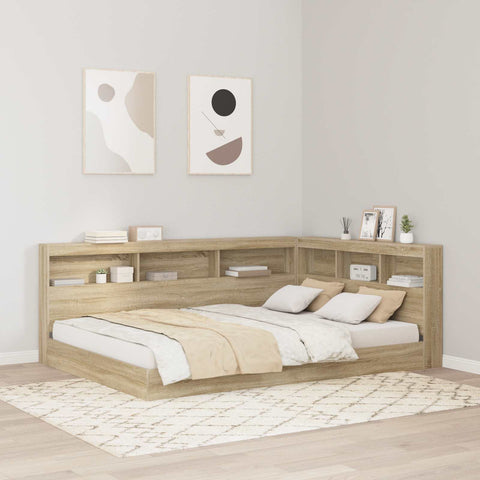 vidaXL Storage Headboard with Shelf Sonoma Oak 160 cm Engineered Wood