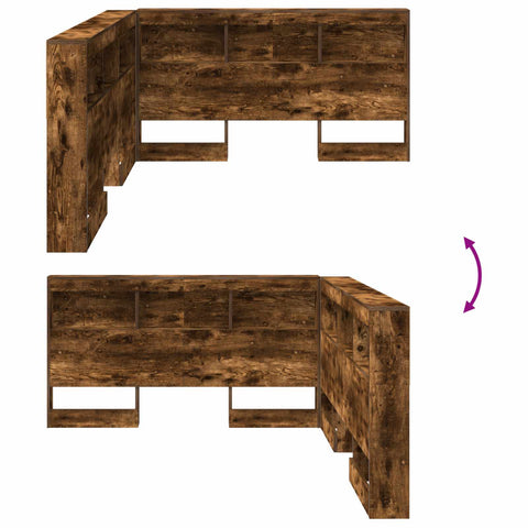 vidaXL Storage Headboard with Shelf Smoked Oak 160 cm Engineered Wood