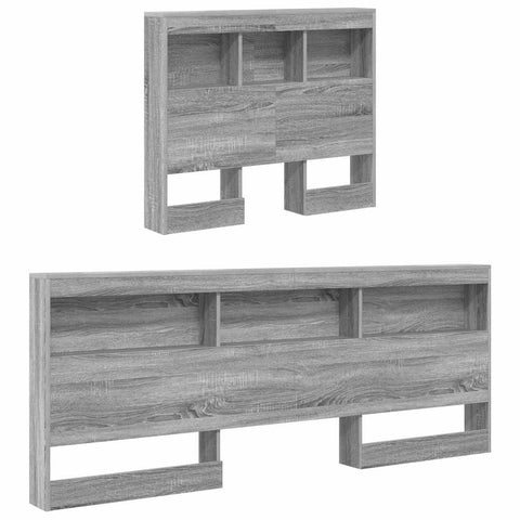 vidaXL Storage Headboard with Shelf Grey sonoma 90 cm Engineered wood