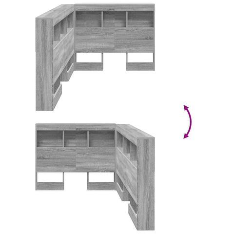 vidaXL Storage Headboard with Shelf Grey sonoma 90 cm Engineered wood