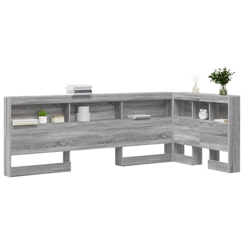vidaXL Storage Headboard with Shelf Grey sonoma 90 cm Engineered wood