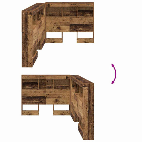 vidaXL Storage Headboard with Shelf Old Wood 75 cm Engineered Wood