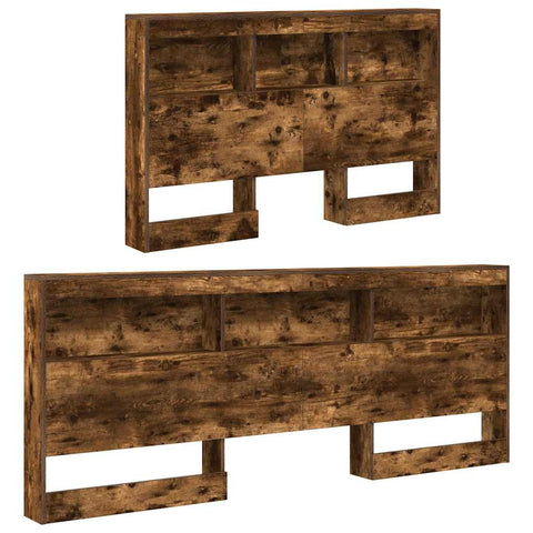 vidaXL Storage Headboard with Shelf Smoked oak 120 cm Engineered wood