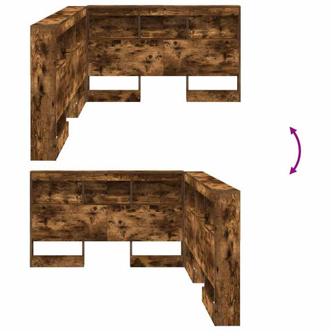 vidaXL Storage Headboard with Shelf Smoked oak 120 cm Engineered wood