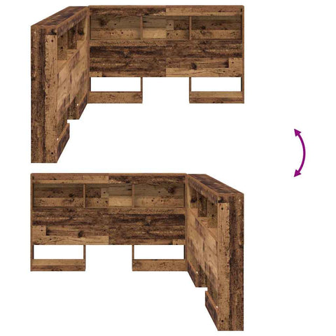 vidaXL Storage Headboard with Shelf Old Wood 120 cm Engineered Wood