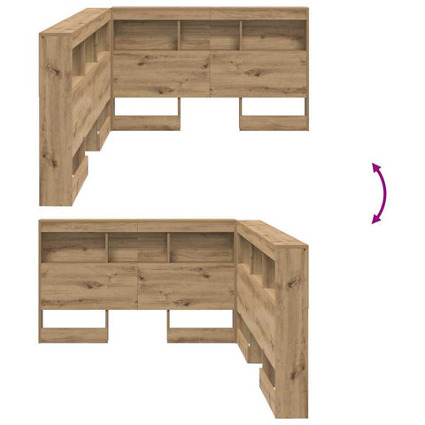 vidaXL Storage Headboard with Shelf Artisan Oak 120 cm Engineered Wood