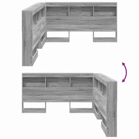 vidaXL Storage Headboard with Shelf Grey sonoma 140 cm Engineered wood