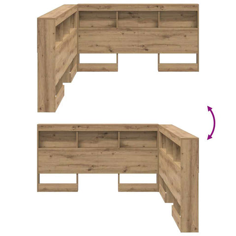 vidaXL Storage Headboard with Shelf Artisan oak 140 cm Engineered wood