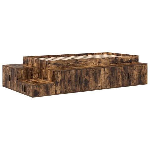 vidaXL Storage Bed Frame with Drawer Smoked Oak 244 x 118 x 53.5 cm