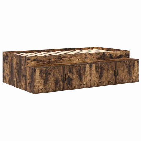 vidaXL Storage Bed Frame with Drawer Smoked Oak 244 x 118 x 53.5 cm