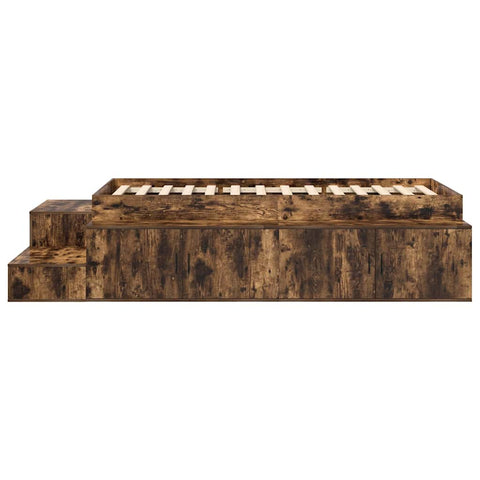 vidaXL Storage Bed Frame with Drawer Smoked Oak 244 x 118 x 53.5 cm