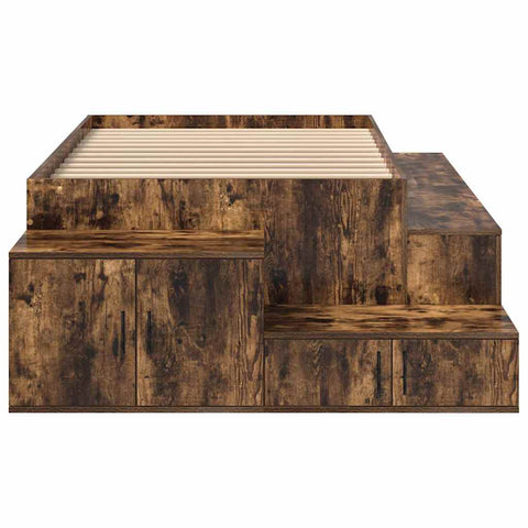 vidaXL Storage Bed Frame with Drawer Smoked Oak 244 x 118 x 53.5 cm