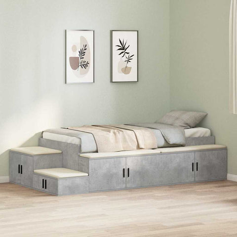 vidaXL Storage Bed Frame with Drawer Concrete Grey 234 x 118 x 53.5 cm