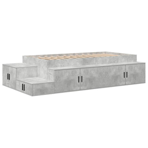 vidaXL Storage Bed Frame with Drawer Concrete Grey 234 x 118 x 53.5 cm