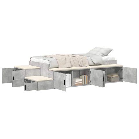 vidaXL Storage Bed Frame with Drawer Concrete Grey 234 x 118 x 53.5 cm