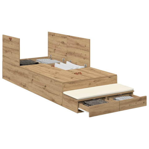 vidaXL Storage Bed Frame Artisan Oak 100 cm Engineered Wood
