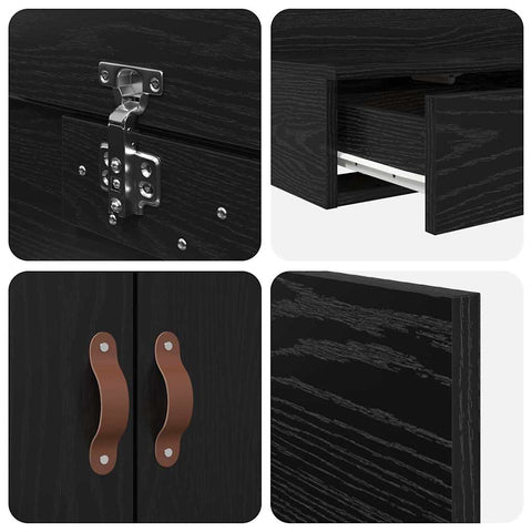 vidaXL Storage Bed Frame Black Oak 200x200 cm