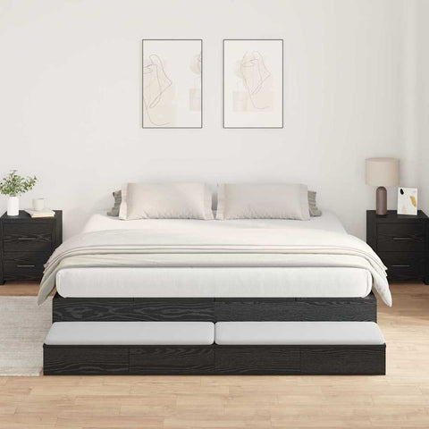 vidaXL Storage Bed Frame Black Oak 200x200 cm