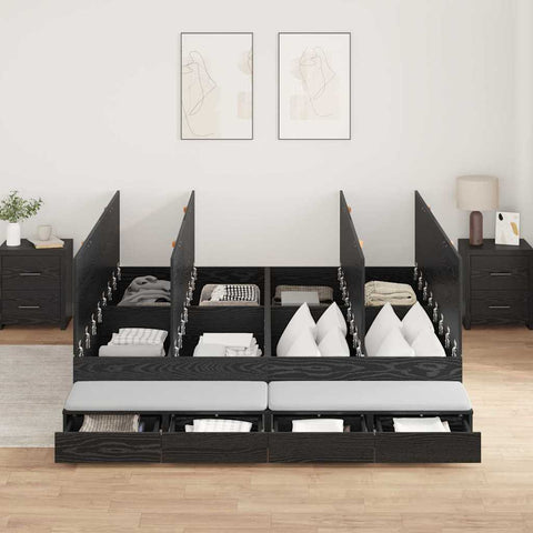 vidaXL Storage Bed Frame Black Oak 200x200 cm