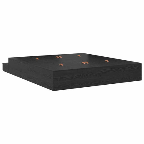 vidaXL Storage Bed Frame Black Oak 200x200 cm