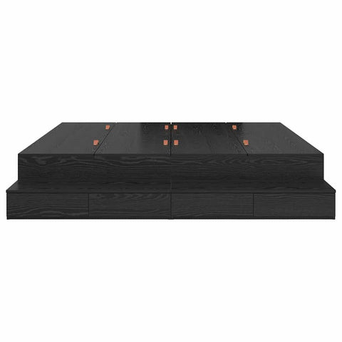 vidaXL Storage Bed Frame Black Oak 200x200 cm